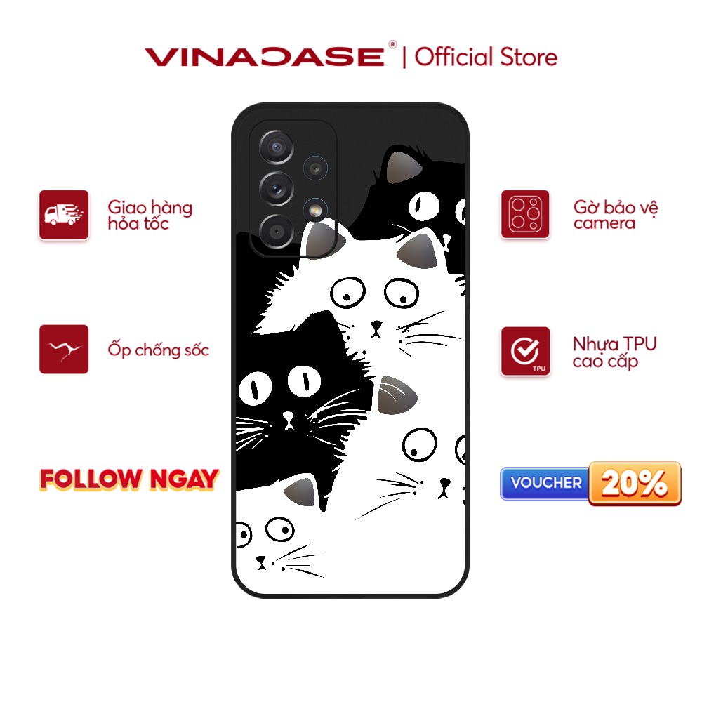 Ốp lưng Vina Case Samsung A10/A10S/A51/A32/A12/....dẻo cạnh vuông bảo vệ camera hình Mèo cặp