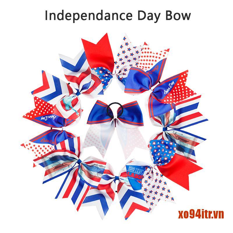 XOITR  American Flag Baby Hair Ribbon Bow Hair Clip Independence Day Bow Headband