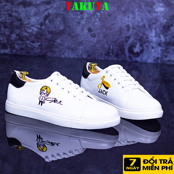 Giày Sneaker Nam thể thao màu trắng cổ cao cho học sinh phong cách Hàn Quốc TAKUTA mã JAC