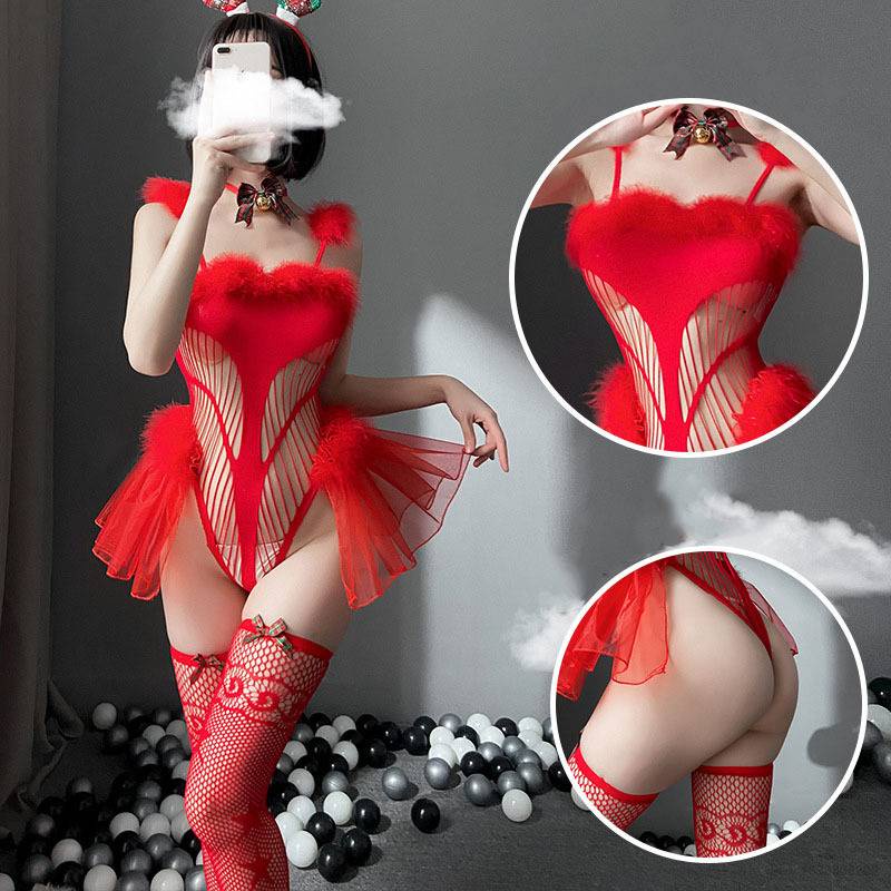 Bộ đồ lót liền thân xuyên thấu phong cách giáng sinh quyến rũ dành cho nữ | BigBuy360 - bigbuy360.vn