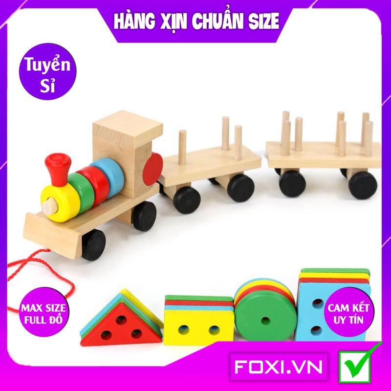 Đồ chơi Đoàn tàu hỏa thả hình-Kéo xe Số-Chữ-12 con giáp Foxi-Đồ chơi gỗ-phát triển kĩ năng cơ bản-Bé vừa học vừa chơi