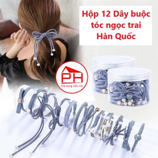 Hộp 12 dây buộc tóc cute hàn quốc , dây cột tóc 12 kiểu
