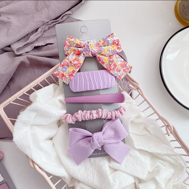 Set Kẹp Tóc Nơ Công Chúa Phong Cách Hàn Quốc Mùa Hè Dễ Thương Cho Bé Gái