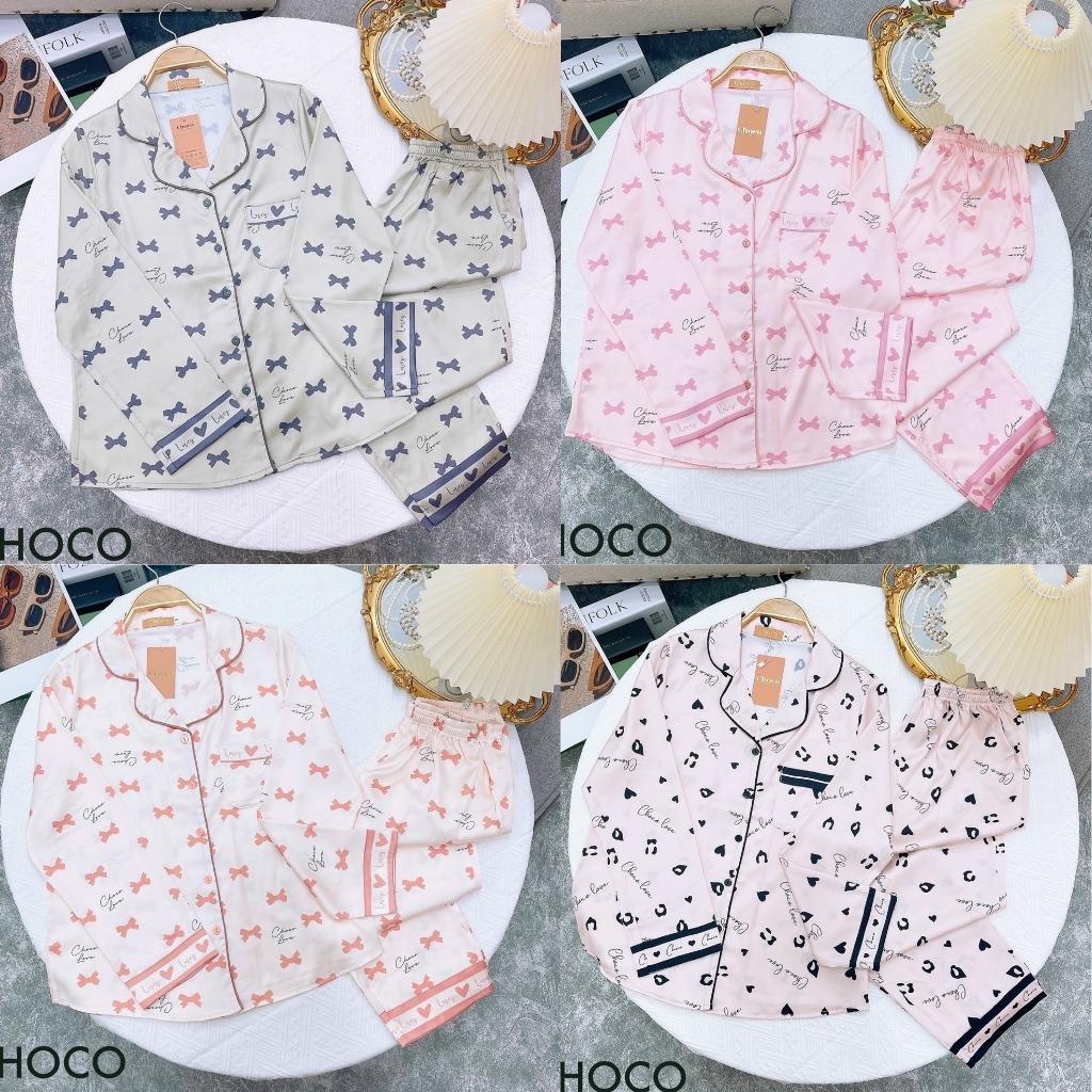 Bộ Pijama Dài Tay- Bộ Mặc Sau Sinh Ở Cữ - Đồ Nữ Mặc Nhà cao cấp chất lụa mịn mềm Choco Pijama (Hàng Loại 1)