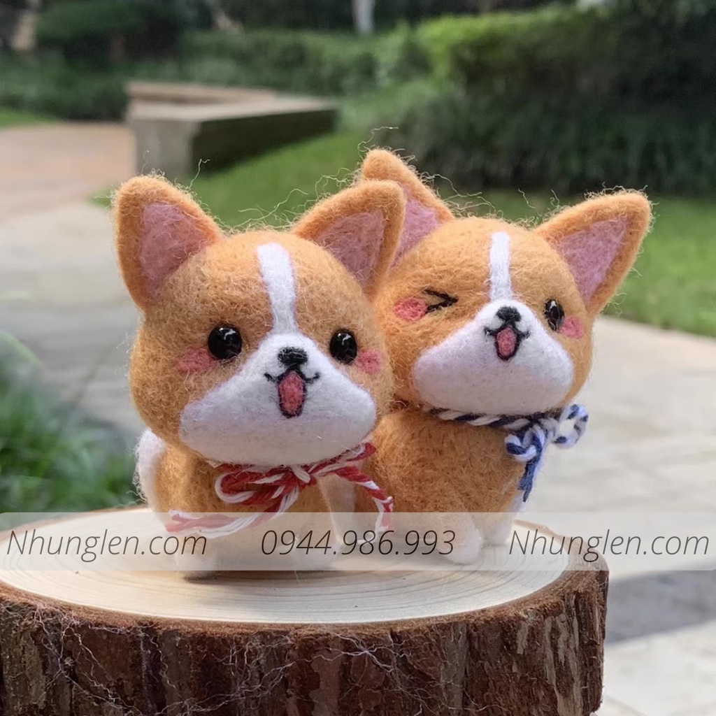 Bộ len chọc Hình Chó Corgi giành cho người mới bắt đầu - Handmade, chọc len, len thô