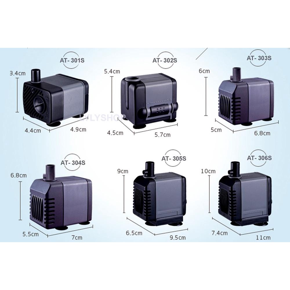 Máy bơm ATMAN AT-306S Đài Loan, 27W- 2000L/H cho hồ bể cá cảnh, hòn non bộ…