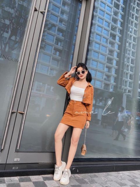 Set váy nhung hai màu