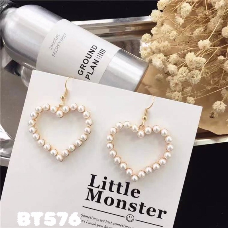 Bông tai hạt ngọc trái tim