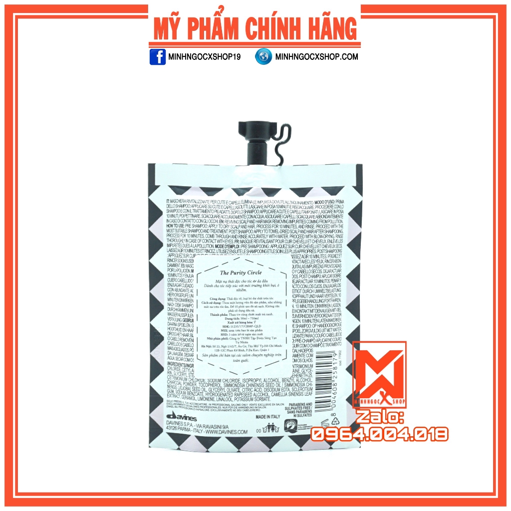 ✅[ DAVINES-CHÍNH HÃNG ] MẶT NẠ THẢI ĐỘC CHO TÓC VÀ DA ĐẦU DAVINES THE PURITY CIRCLE 50ML | BigBuy360 - bigbuy360.vn