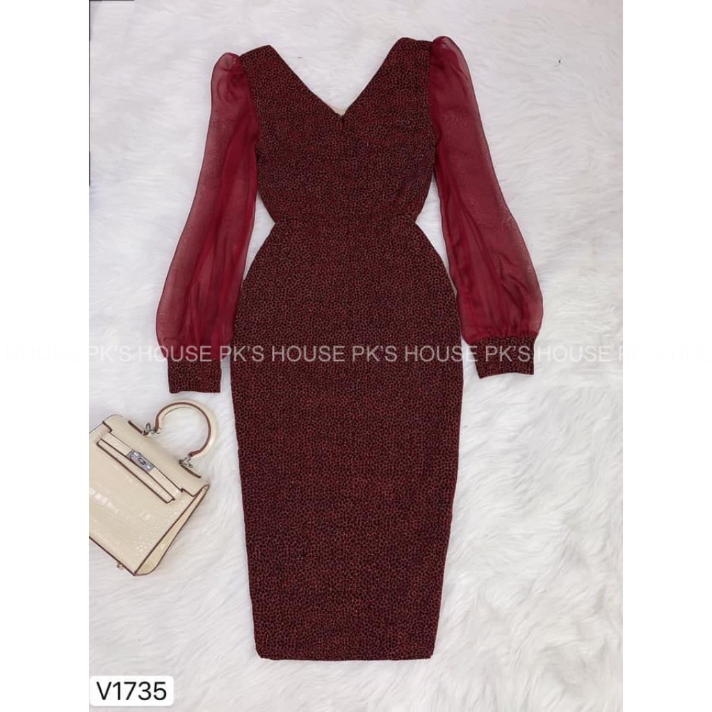 Đầm Dự Tiệc Ôm Body Nhũ Đỏ Tay Voan V1735, Váy Đầm Thiết Kế Chính Hãng PK's House | BigBuy360 - bigbuy360.vn