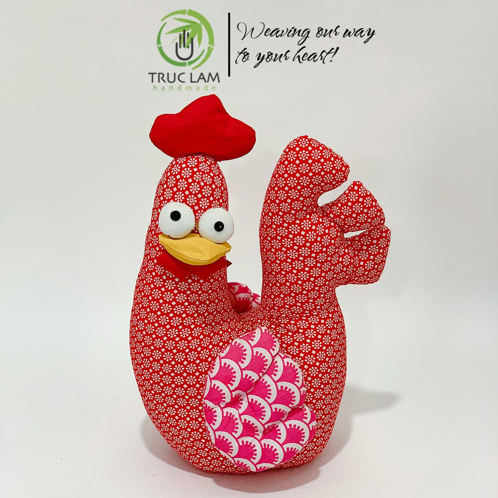 Đồ Chơi Cho Bé Thú Nhồi Bông Hình Con Gà Trống Vải Hoa Bông Gòn Cao Cấp Size Nhỏ - Trúc Lâm Handmade