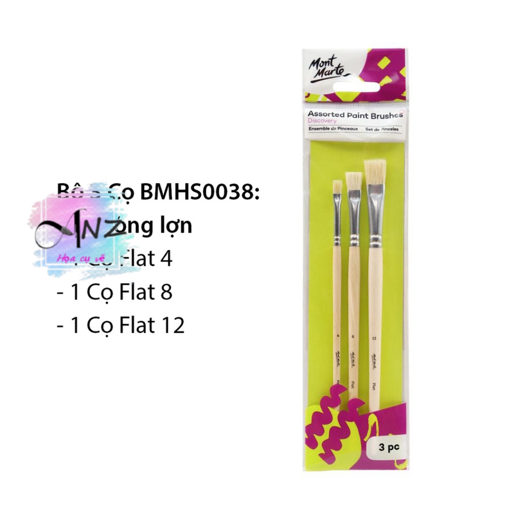 Bộ Cọ Vẽ Màu Acrylic, Màu Nước, Màu Gouche, Sơn Dầu Mont Marte-LAM