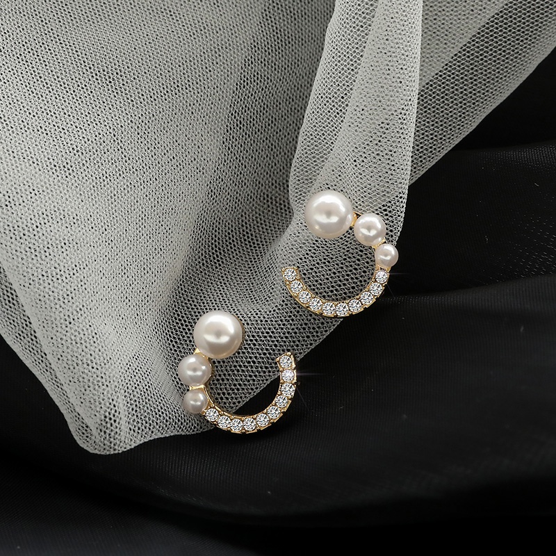 Khuyên tai mạ bạc đính hạt ngọc trai nhân tạo thời trang 2023 dành cho nữ