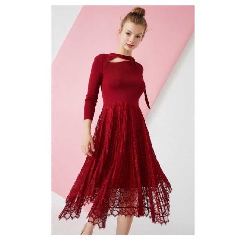 Đầm vero moda ren đỏ