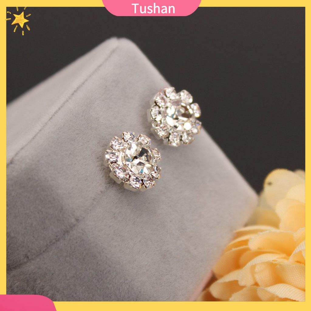 Đôi khuyên tai dạng xỏ đính đá sang trọng thời trang dành cho nữ