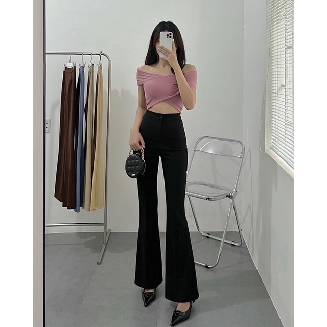 Áo Croptop Vạt Chéo Hai Vai Tay Ngắn (Ảnh thật 100%)