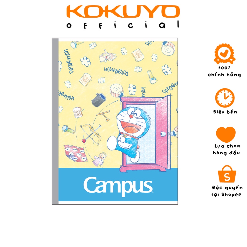 Vở kẻ 4 ly ngang Campus Doraemon Sketch Color A5 200 trang chính hãng