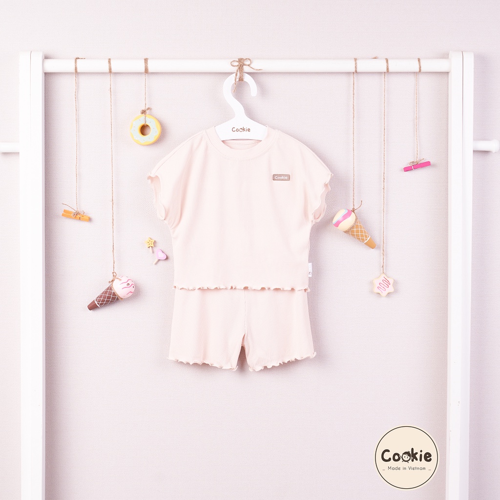 Bộ cộc tay cánh dơi cuốn bèo COOKIE cho bé gái - chất cotton tăm mềm mát