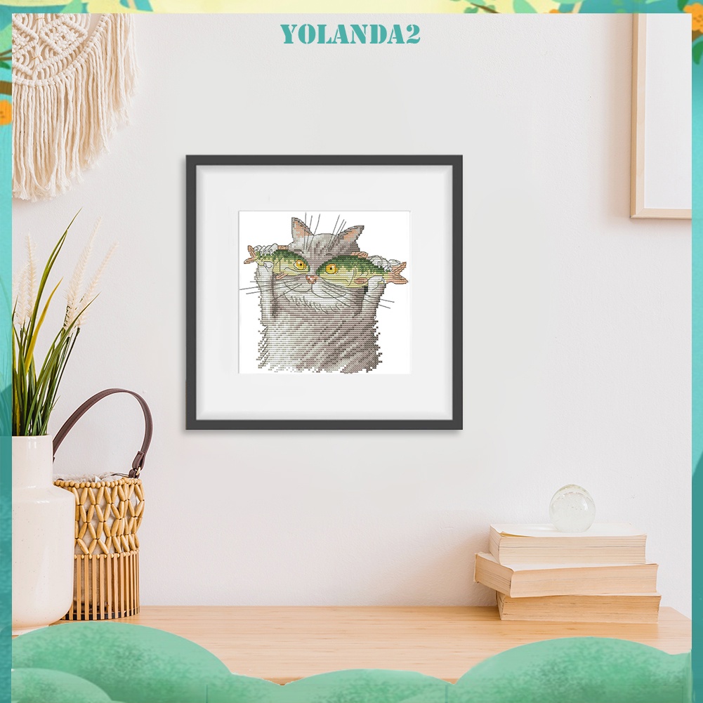 Tranh thêu 14CT hình đôi mắt cá