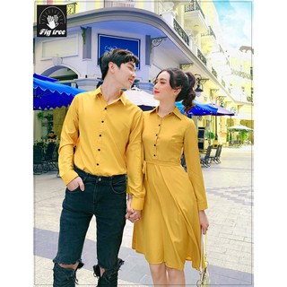Set Sơ Mi Váy Đôi Fig Tree Màu Vàng Sang Chảnh