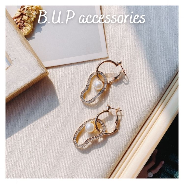 Khuyên Tai Nữ BUP Mã 04 Hai Màu Vàng Và Bạc, Mẫu Mã Độc Đáo, Kết Hợp Đính Ngọc