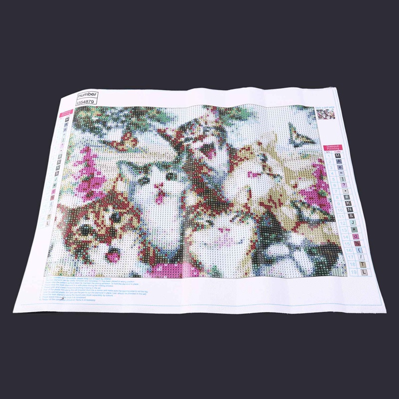 Bộ Tranh Đính Đá 3D DIY Hình Chú Mèo Dễ Thương Để Trang Trí Nhà