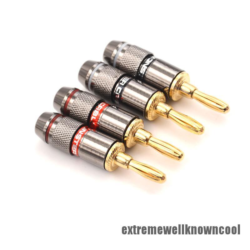 ECVN 4pcs Gold Plated BFA 4mm Banana Plug Male Speaker Connector Adapter
