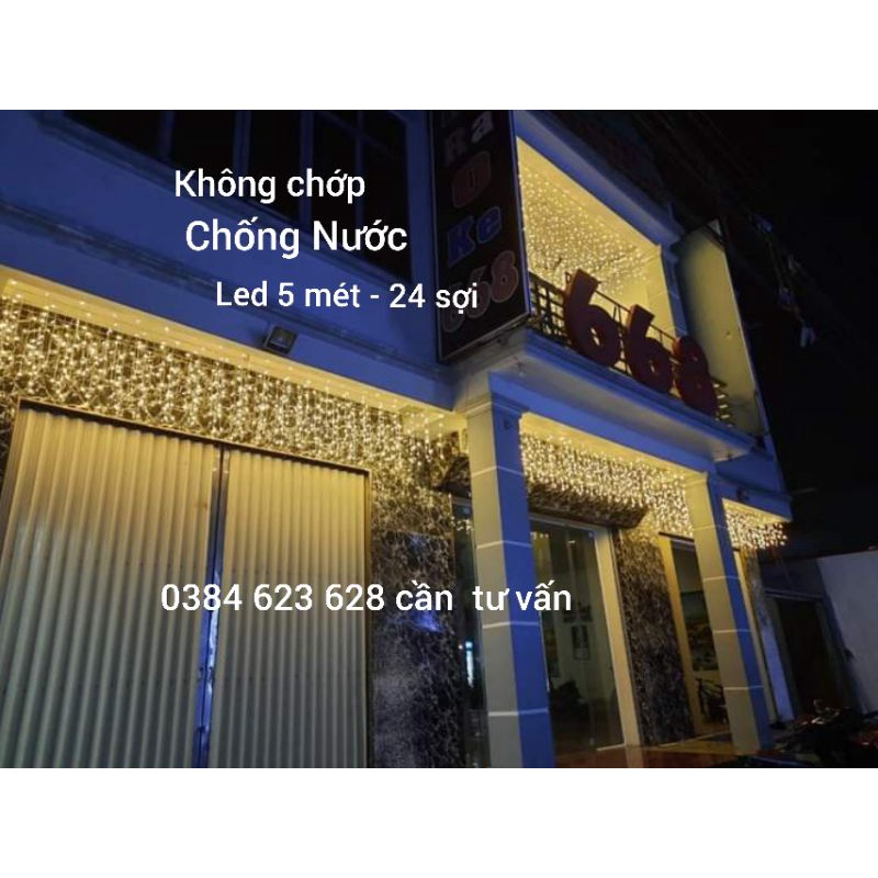 Dây đèn trang trí ngoài trời dùng quán cà phê, đèn thả trang trí  trà sữa, 10m 20 bóng, 5m 10 bóng loại Tốt