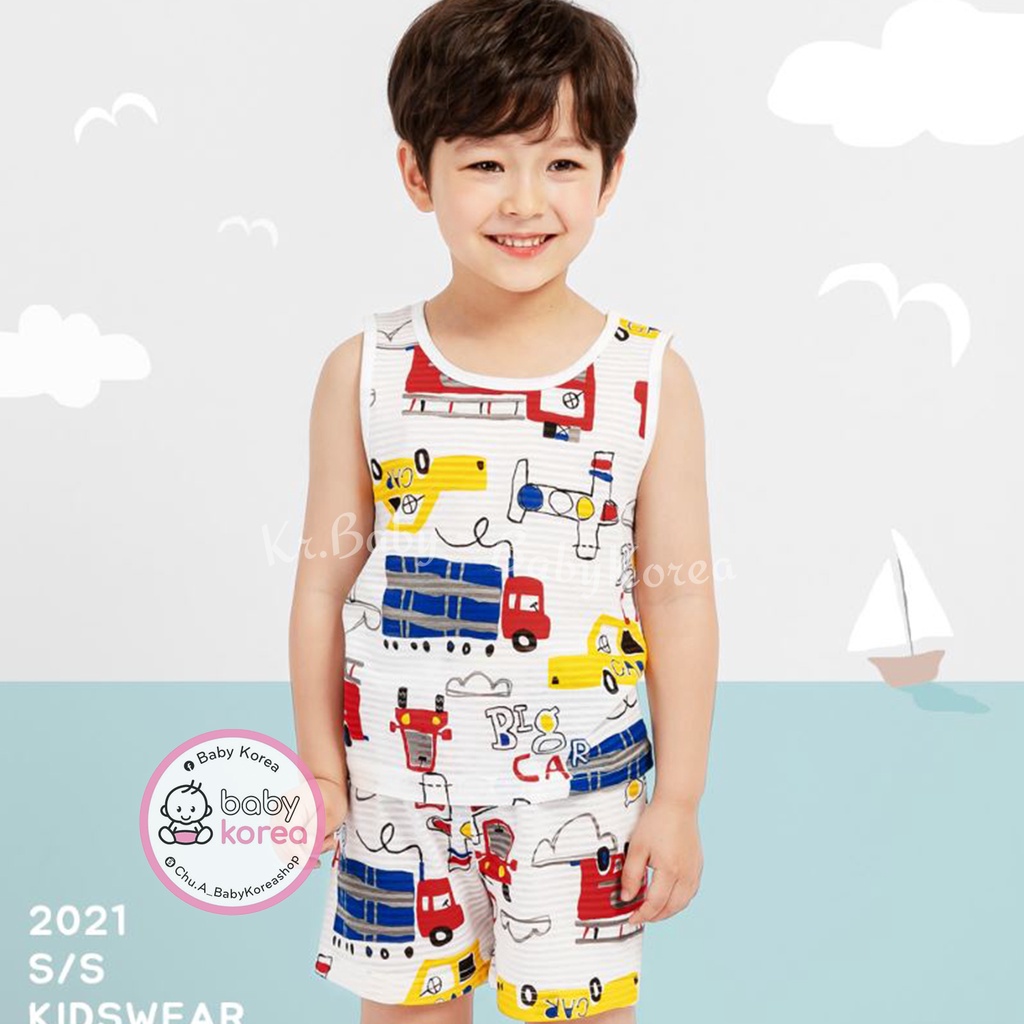Bộ quần áo cotton giấy sát nách cho bé trai 10kg đến 40kg chất mềm nhẹ siêu mát Hàn Quốc thời trang trẻ em BABY KOREA