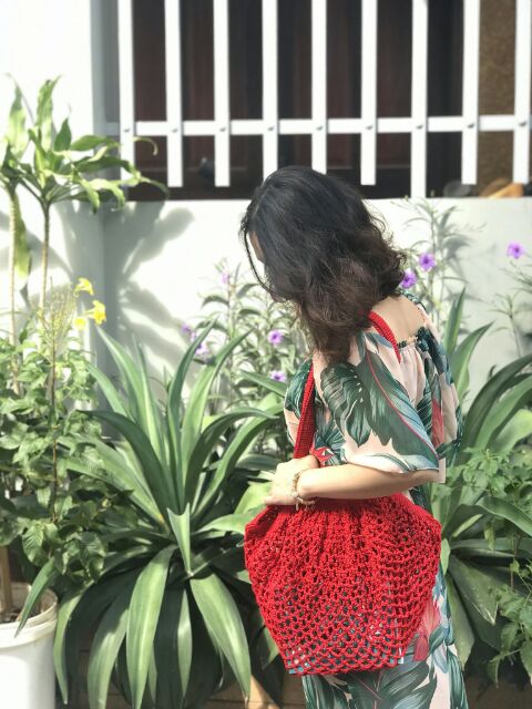 Túi lưới đi biển - Eco cotton bag ( hàng handmade,tùy chọn màu)