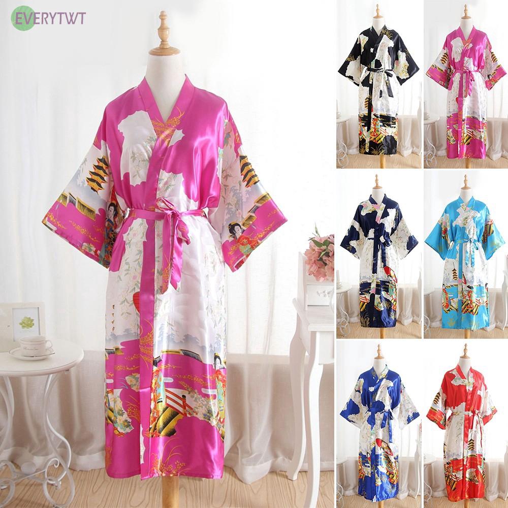 Áo choàng kiểu Kimono họa tiết hoa thời trang cho nữ