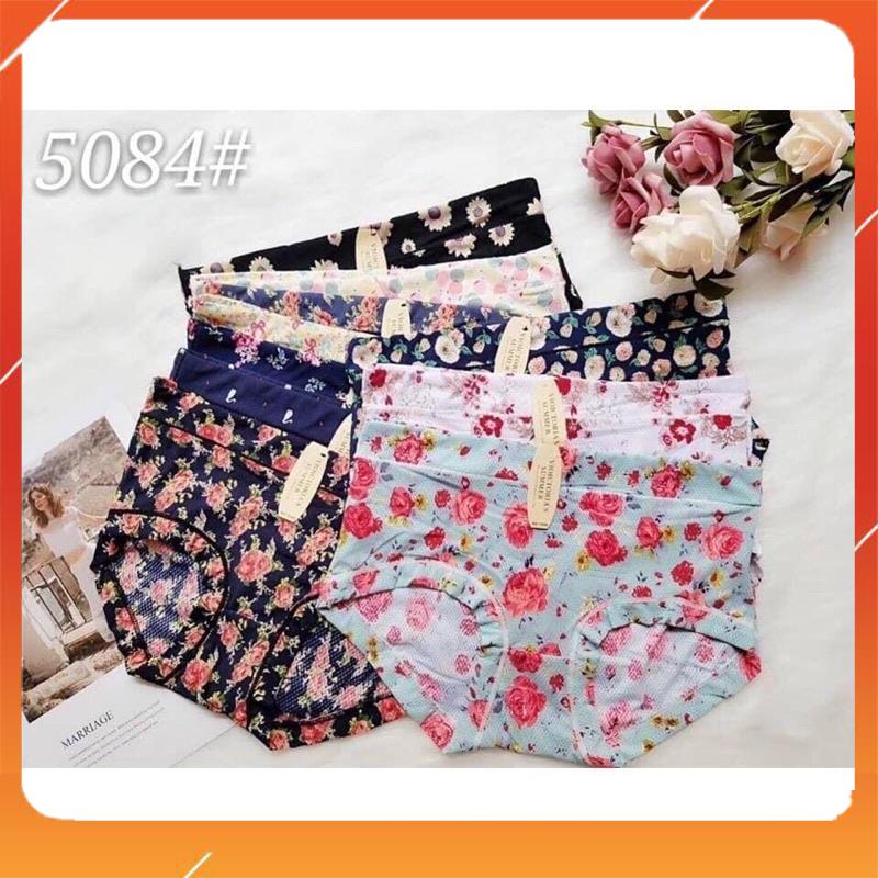 Quần lót nữ su lạnh thông hơi cao cấp nhẹ nhàng thoáng mát cạp cao họa tiết hoa lá trẻ trung Q2859