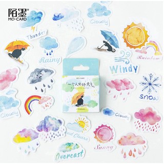 Bộ hình dán Sticker Thời Tiết 46 miếng đáng yêu trang trí tranh, sổ tay, planner