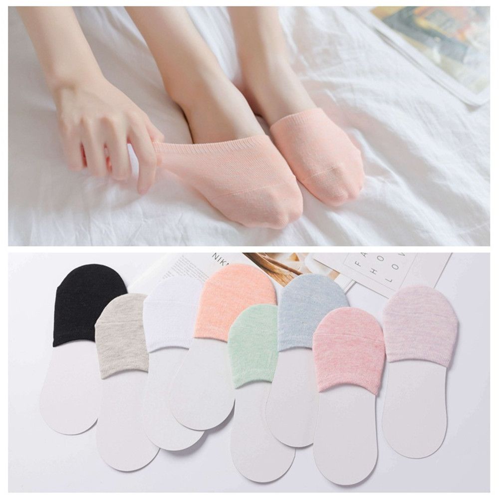 Vớ Cotton Cổ Thấp Tàng Hình Chống Trượt Nhiều Màu Thời Trang Cho Nữ
