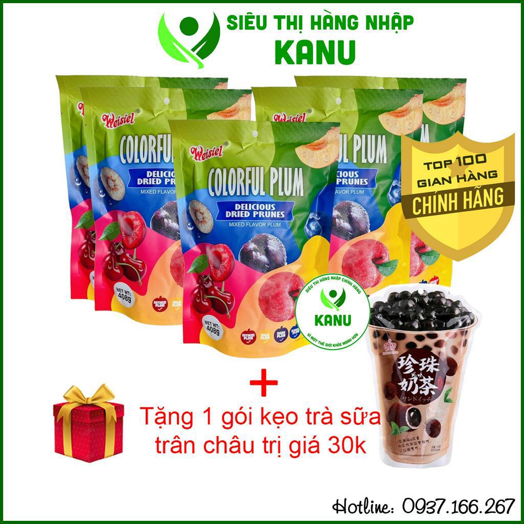 [Combo 5 gói] Ô mai xí muội mix nhiều loại trái cây Plum Weisiel 408g, omai ngon chery, việt quất, các loại mận