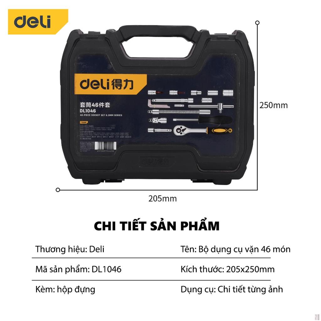 Bộ Dụng Cụ Vặn Bu Lông 6.3mm Deli Cao Cấp 46 Chi Tiết Sửa Chữa Xe Máy, Ô Tô - Hộp Đựng Cầm Tay Tiện Lợi - DL1046 ..