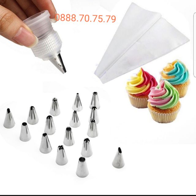 Dụng cụ làm bánh kem - kem 18 món ( + Quà tặng)