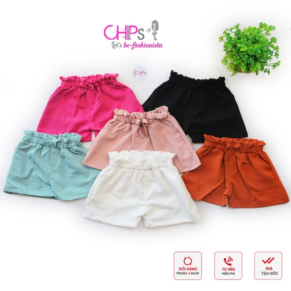 Quần Short Cho bé Gái Phong Cách Hàn Quốc Chất liệu Đũi Xước Cho Bé 8kg Đến 27kg