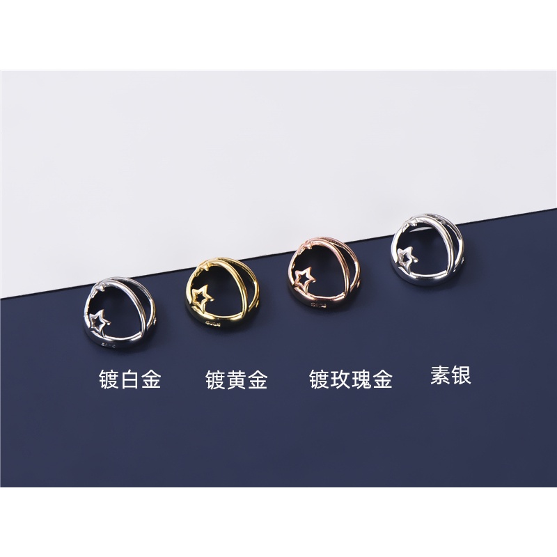 Giá Đỡ Hạt Xỏ Lỗ Hình Bán Nguyệt Bằng Bạc Sterling 925 Dùng Làm Trang Sức DIY