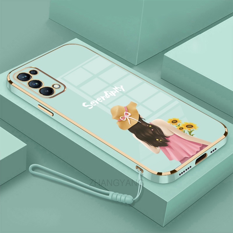 ốp lưng oppo reno 4 oppo reno 5 Ốp Điện Thoại TPU Silicon Viền Mạ Màu Hình Cô Gái Xinh Đẹp Cho oppo reno 4 oppo reno 5