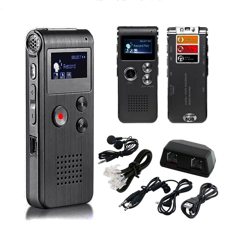 VIRWIR Máy ghi âm giọng nói 3D hỗ trợ MP3 mini âm thanh nổi sạc lại được tiện lợi