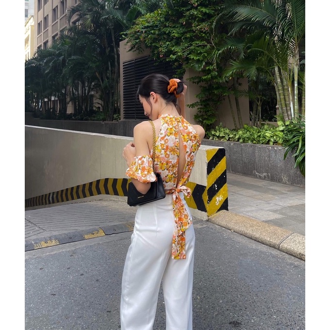 ZIEL Áo croptop nữ hoa tay bồng | Puff Floral Top