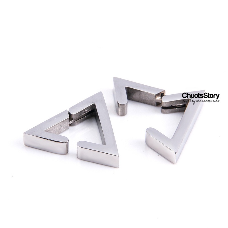 Khuyên tai titan không gỉ kẹp tam giác không cần bấm lỗ, bông tai nam nữ unisex thời trang - KTU0057 - ChuotsStory
