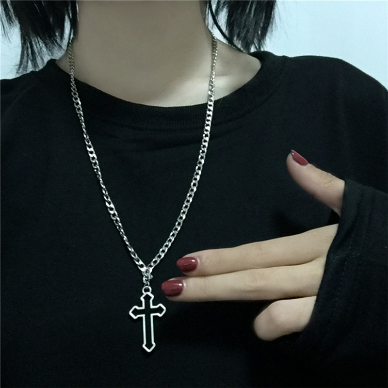 Vòng Cổ Mặt Thiết Kế Hình Thánh Giá Phong Cách Gothic Cá Tính