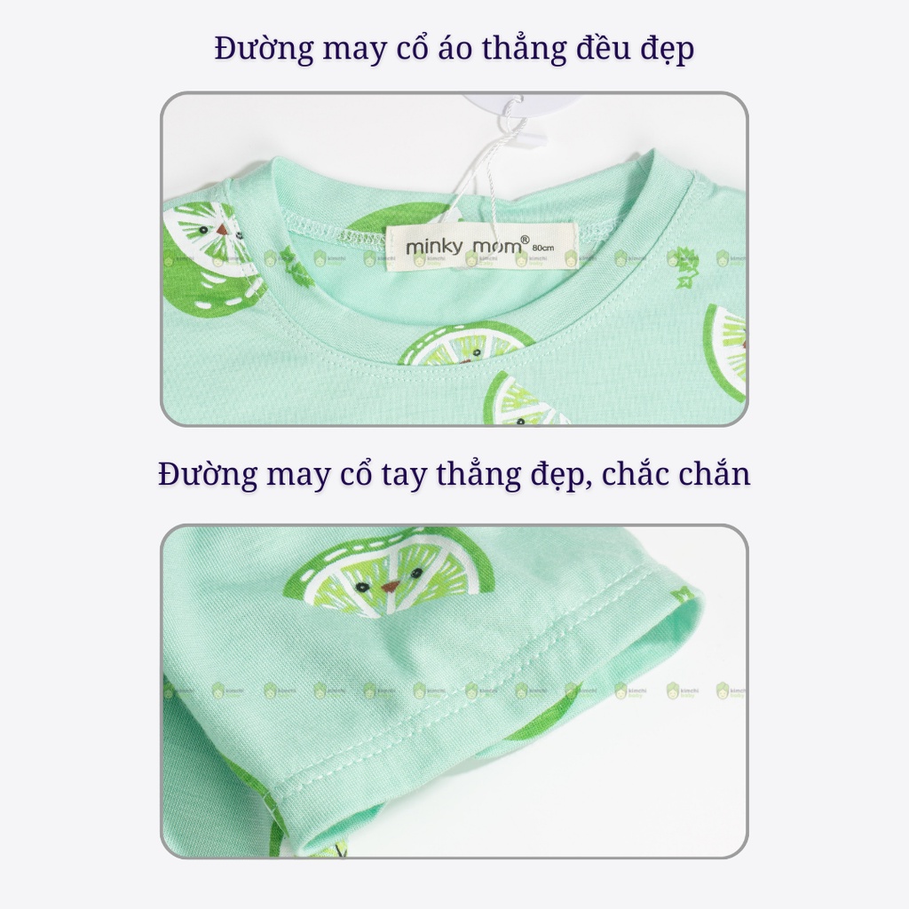 Đồ Bộ Bé Gái, Bé Trai Minky Mom Vải Thun Lạnh Hoạ Tiết Trái Cây Ver2, Bộ Cộc Tay Mặc Nhà Cho Bé MKM2208