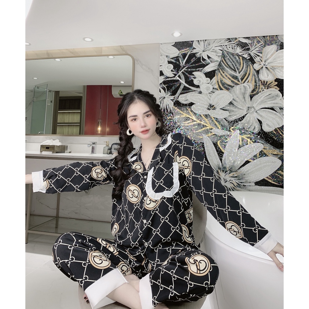 Đồ Bộ Pijama Nữ Lụa Mango Cao Cấp,Tay Dài Quần Dài,Mẫu Hot