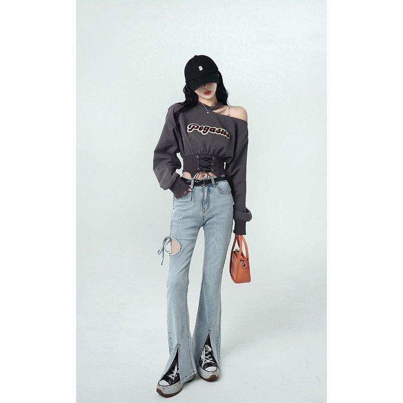 Áo Nữ Tay Dài Trễ Vai Phong Cách Hàn Quốc Thời Trang