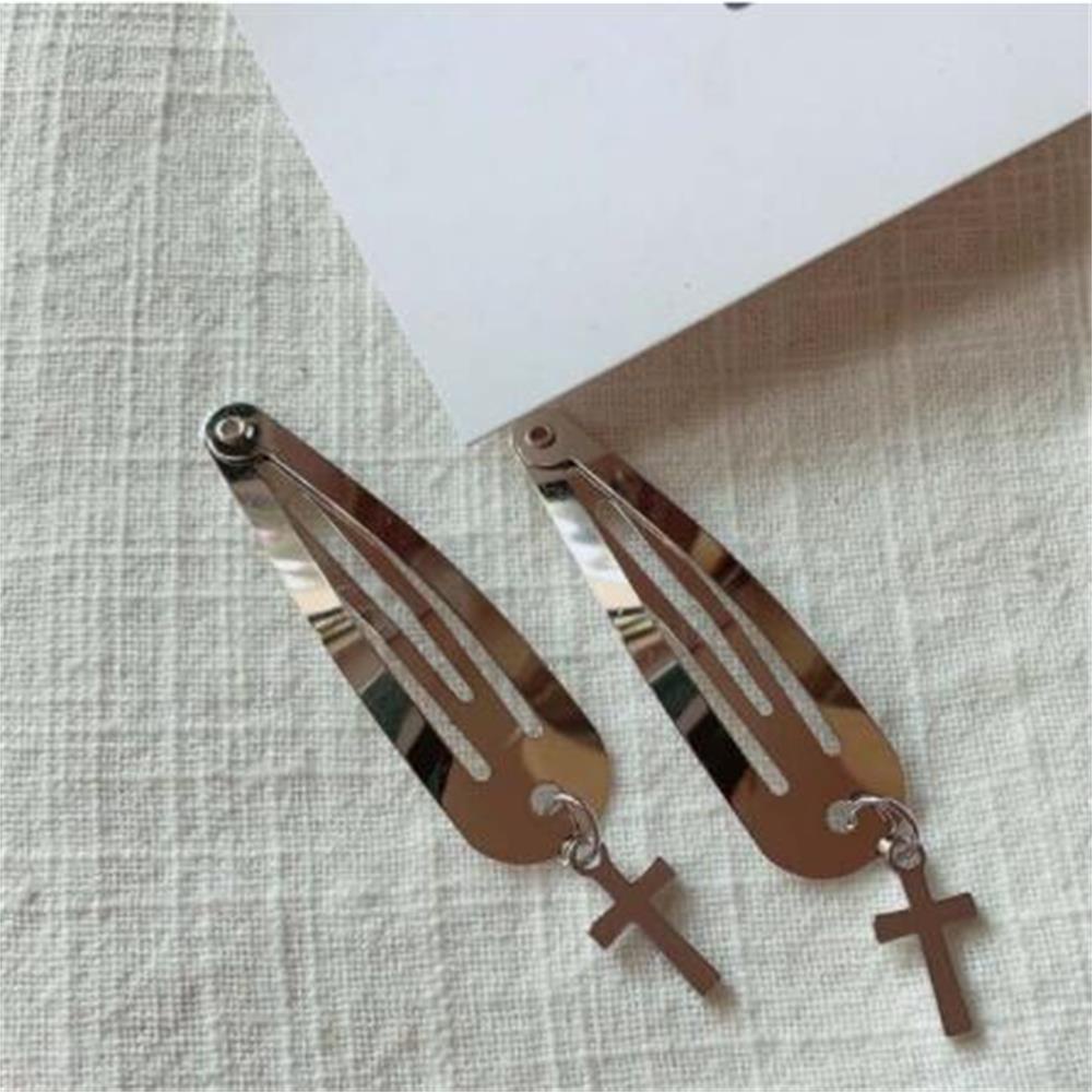 UPSTOP Punk Metal Cross Heart Hair Pins For Girls Women Fashion Hair Accessories Rock Flame Jewelry