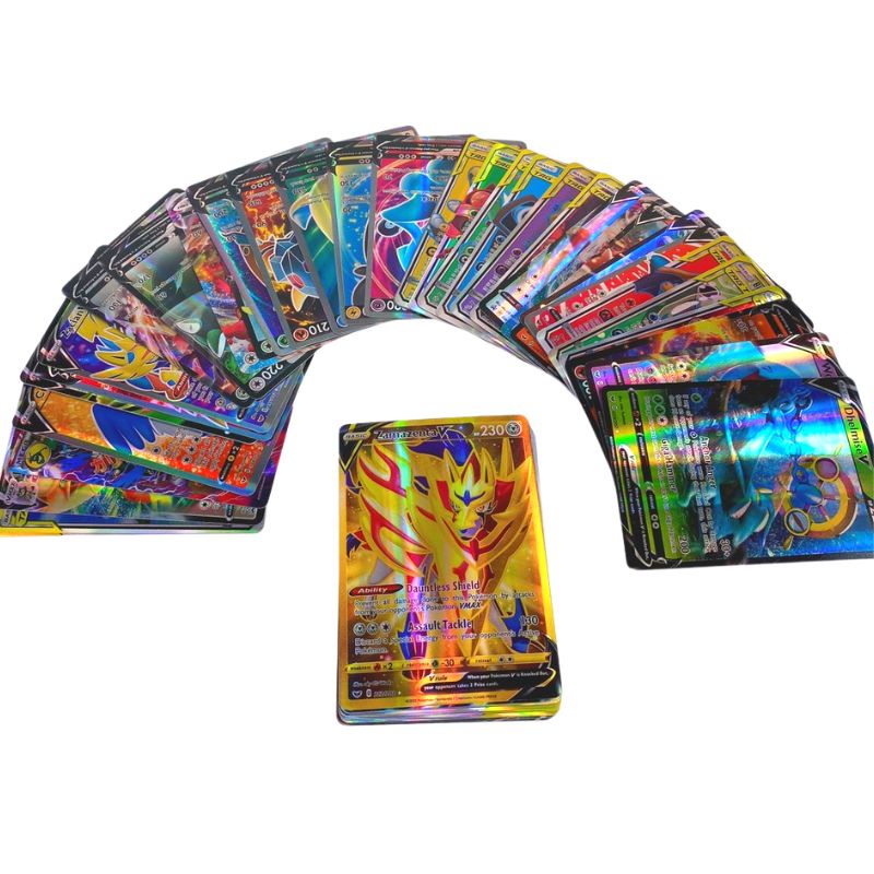Bộ Thẻ Bài Chơi Pokemon 64 Thẻ (4MEGA +20TEAM +32V +8VMAX) Chơi Đối Kháng New Đẹp