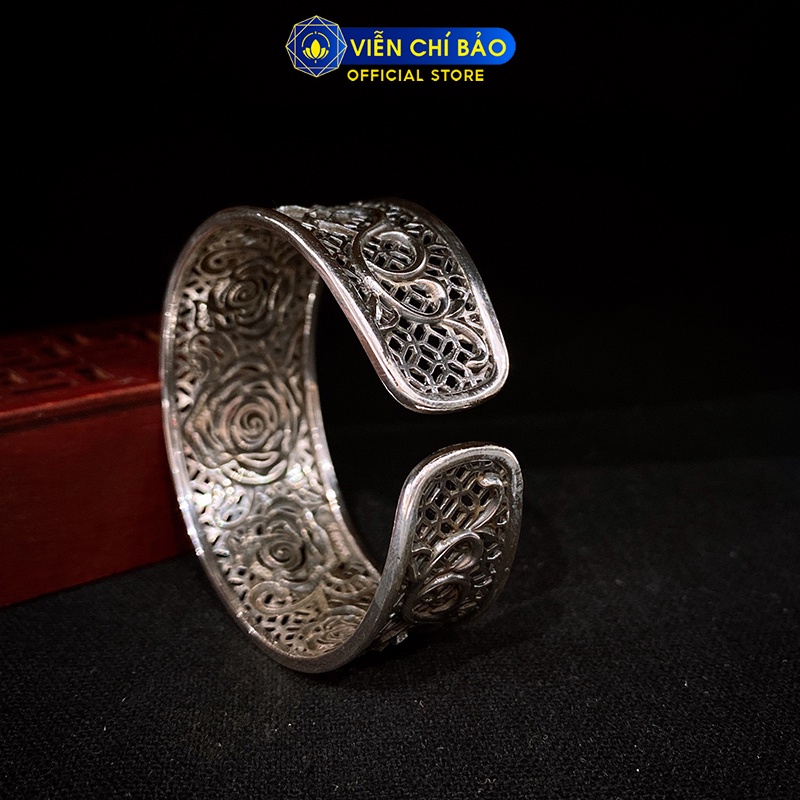 Kiềng bạc nữ Hoa Hồng bản to chất liệu bạc Thái 925 thời trang nữ phụ kiện trang sức nữ Viễn Chí Bảo L000409